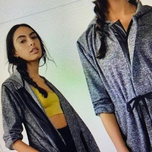 Anthropologie Dolan zip front faux leather trim cinch waist XS